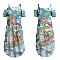 Hawaii Summer Christmas Couples Matching Summer Maxi Dress and Long Sleeve Button Shirt Surfing Santa Shaka Catch The Wave LT14 - Polynesian Pride