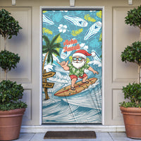 Hawaii Summer Christmas Door Cover Surfing Santa Shaka Catch The Wave LT14 Teal - Polynesian Pride