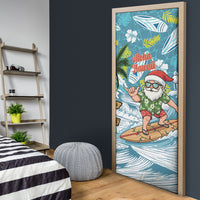 Hawaii Summer Christmas Door Cover Surfing Santa Shaka Catch The Wave LT14 - Polynesian Pride