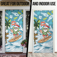 Hawaii Summer Christmas Door Cover Surfing Santa Shaka Catch The Wave LT14 - Polynesian Pride