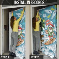 Hawaii Summer Christmas Door Cover Surfing Santa Shaka Catch The Wave LT14 - Polynesian Pride