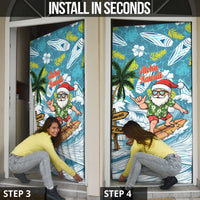 Hawaii Summer Christmas Door Cover Surfing Santa Shaka Catch The Wave LT14 - Polynesian Pride