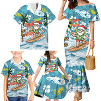 Hawaii Summer Christmas Family Matching Mermaid Dress and Hawaiian Shirt Surfing Santa Shaka Catch The Wave LT14 - Polynesian Pride