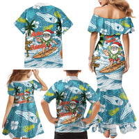 Hawaii Summer Christmas Family Matching Mermaid Dress and Hawaiian Shirt Surfing Santa Shaka Catch The Wave LT14 - Polynesian Pride