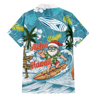 Hawaii Summer Christmas Family Matching Off Shoulder Maxi Dress and Hawaiian Shirt Surfing Santa Shaka Catch The Wave LT14 - Polynesian Pride
