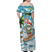 Hawaii Summer Christmas Family Matching Off Shoulder Maxi Dress and Hawaiian Shirt Surfing Santa Shaka Catch The Wave LT14 - Polynesian Pride