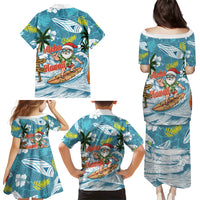 Hawaii Summer Christmas Family Matching Puletasi and Hawaiian Shirt Surfing Santa Shaka Catch The Wave LT14 - Polynesian Pride