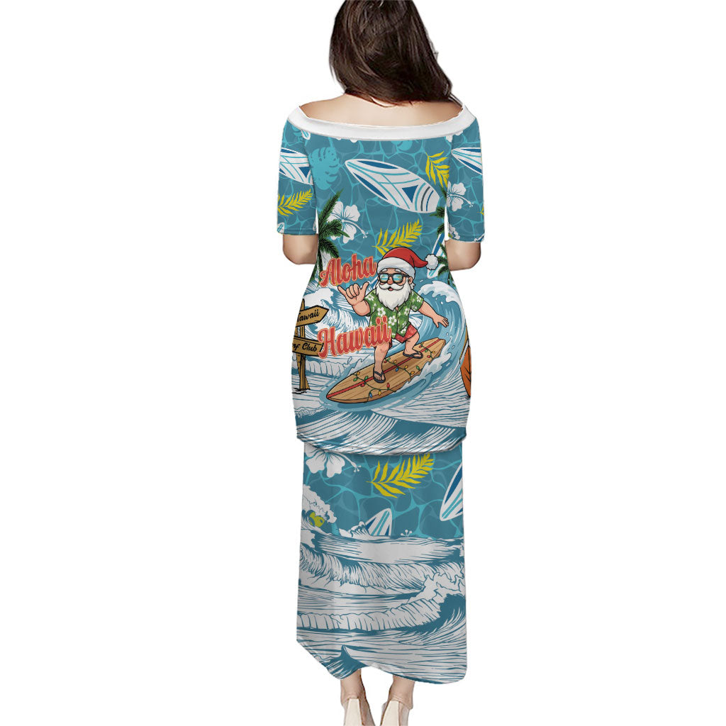 Hawaii Summer Christmas Family Matching Puletasi and Hawaiian Shirt Surfing Santa Shaka Catch The Wave LT14 - Polynesian Pride
