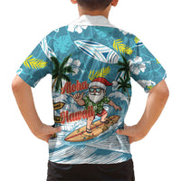 Hawaii Summer Christmas Family Matching Short Sleeve Bodycon Dress and Hawaiian Shirt Surfing Santa Shaka Catch The Wave LT14 - Polynesian Pride