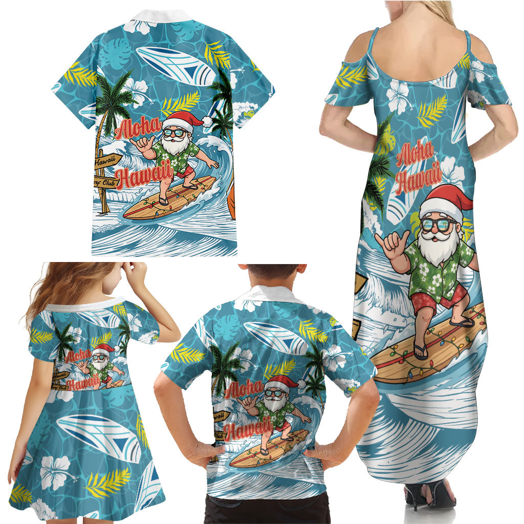 Hawaii Summer Christmas Family Matching Summer Maxi Dress and Hawaiian Shirt Surfing Santa Shaka Catch The Wave LT14 - Polynesian Pride