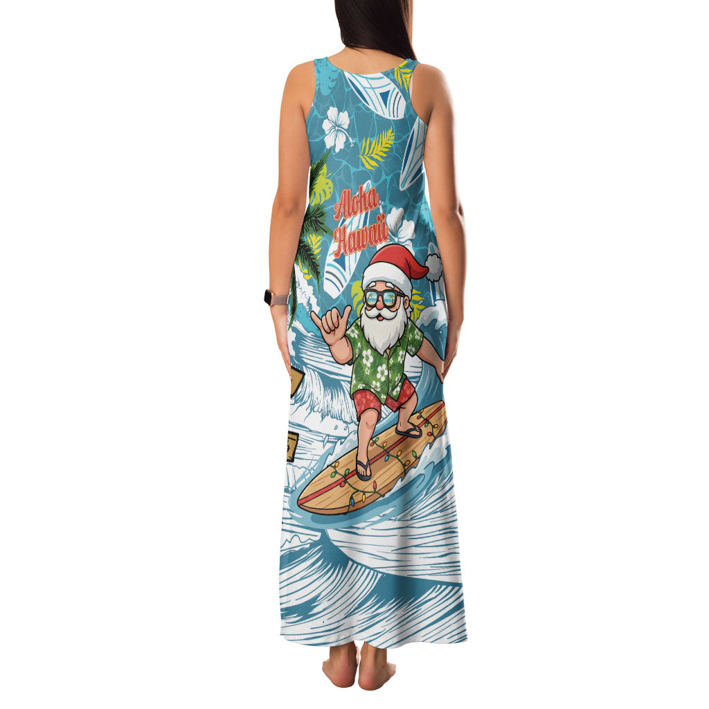 Hawaii Summer Christmas Family Matching Tank Maxi Dress and Hawaiian Shirt Surfing Santa Shaka Catch The Wave LT14 - Polynesian Pride