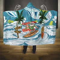 Hawaii Summer Christmas Hooded Blanket Surfing Santa Shaka Catch The Wave LT14 - Polynesian Pride