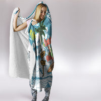 Hawaii Summer Christmas Hooded Blanket Surfing Santa Shaka Catch The Wave LT14 - Polynesian Pride