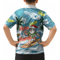 Hawaii Summer Christmas Kid Hawaiian Shirt Surfing Santa Shaka Catch The Wave LT14 - Polynesian Pride