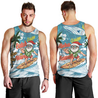 Hawaii Summer Christmas Men Tank Top Surfing Santa Shaka Catch The Wave
