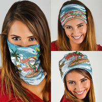 Hawaii Summer Christmas Neck Gaiter Surfing Santa Shaka Catch The Wave