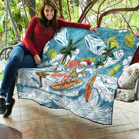 Hawaii Summer Christmas Quilt Surfing Santa Shaka Catch The Wave