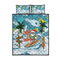 Hawaii Summer Christmas Quilt Bed Set Surfing Santa Shaka Catch The Wave