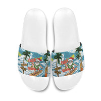 Hawaii Summer Christmas Slide Sandals Surfing Santa Shaka Catch The Wave