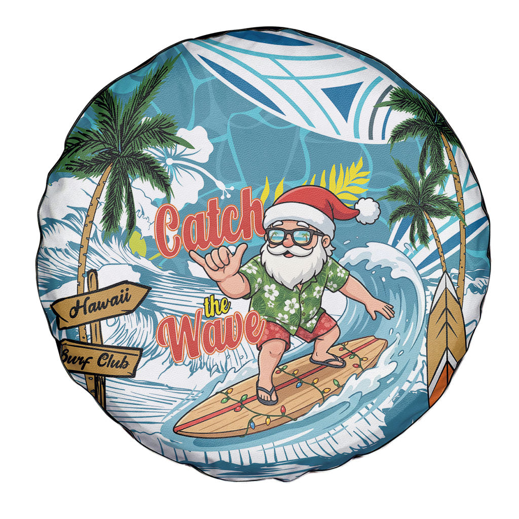 Hawaii Summer Christmas Spare Tire Cover Surfing Santa Shaka Catch The Wave