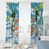 Hawaii Summer Christmas Window Curtain Surfing Santa Shaka Catch The Wave