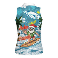 Hawaii Summer Christmas Women Sleeveless Polo Shirt Surfing Santa Shaka Catch The Wave LT14 - Polynesian Pride