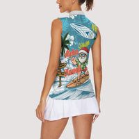 Hawaii Summer Christmas Women Sleeveless Polo Shirt Surfing Santa Shaka Catch The Wave LT14 - Polynesian Pride