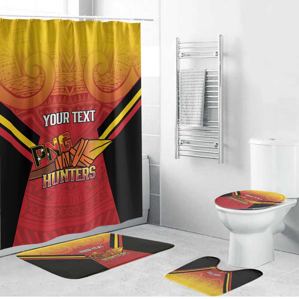 Papua New Guinea Rugby Custom Bathroom Set Go PNG Hunters Polynesian Pattern LT14 Bathroom Set (4 pcs) Red - Polynesian Pride