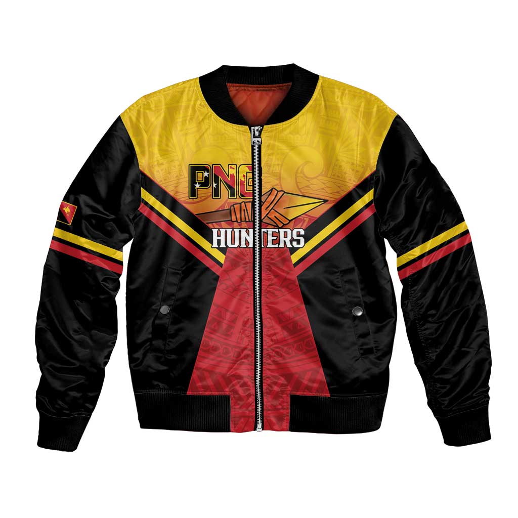 Papua New Guinea Rugby Custom Bomber Jacket Go PNG Hunters Polynesian Pattern - Polynesian Pride
