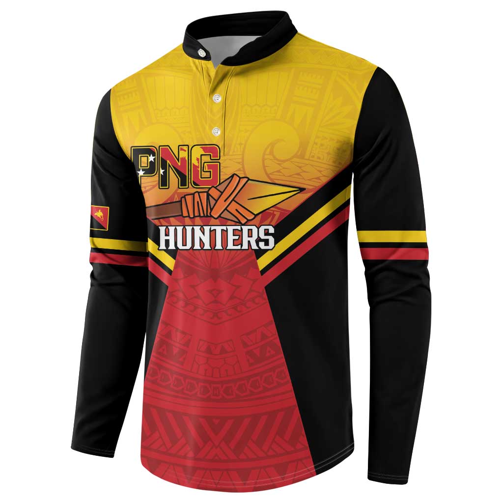 Papua New Guinea Rugby Custom Button Sweatshirt Go PNG Hunters Polynesian Pattern - Polynesian Pride