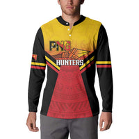 Papua New Guinea Rugby Custom Button Sweatshirt Go PNG Hunters Polynesian Pattern - Polynesian Pride