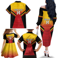 Papua New Guinea Rugby Custom Family Matching Off The Shoulder Long Sleeve Dress and Hawaiian Shirt Go PNG Hunters Polynesian Pattern LT14 - Polynesian Pride
