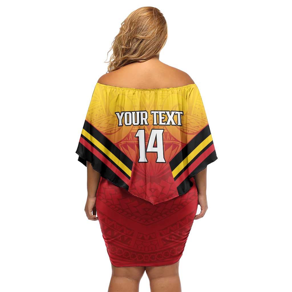 Papua New Guinea Rugby Custom Family Matching Off Shoulder Short Dress and Hawaiian Shirt Go PNG Hunters Polynesian Pattern LT14 - Polynesian Pride