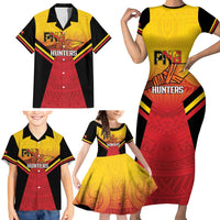 Papua New Guinea Rugby Custom Family Matching Short Sleeve Bodycon Dress and Hawaiian Shirt Go PNG Hunters Polynesian Pattern LT14 - Polynesian Pride