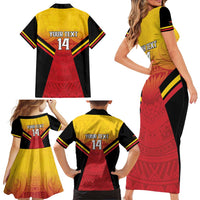 Papua New Guinea Rugby Custom Family Matching Short Sleeve Bodycon Dress and Hawaiian Shirt Go PNG Hunters Polynesian Pattern LT14 - Polynesian Pride