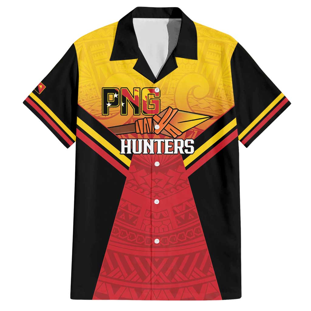 Papua New Guinea Rugby Custom Family Matching Short Sleeve Bodycon Dress and Hawaiian Shirt Go PNG Hunters Polynesian Pattern LT14 Dad's Shirt - Short Sleeve Red - Polynesian Pride