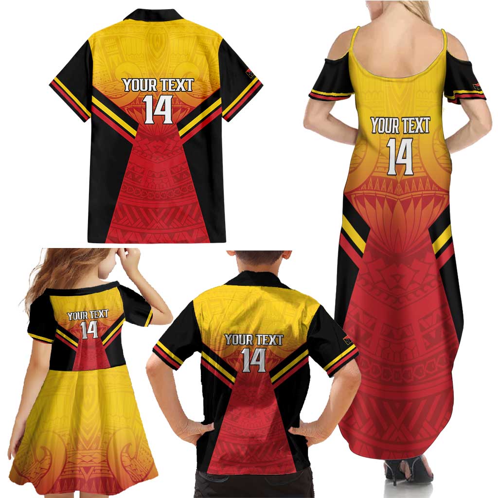 Papua New Guinea Rugby Custom Family Matching Summer Maxi Dress and Hawaiian Shirt Go PNG Hunters Polynesian Pattern LT14 - Polynesian Pride