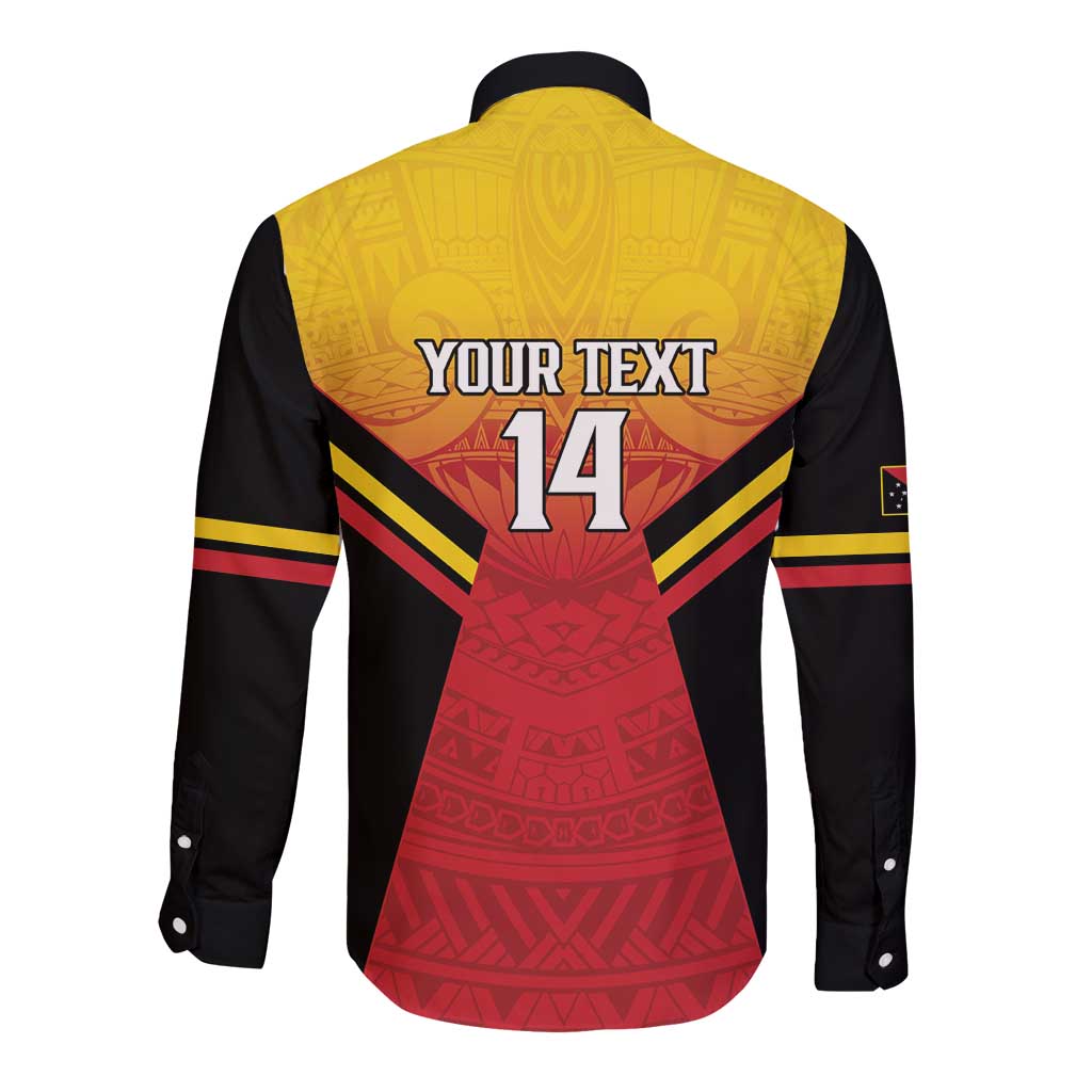 Papua New Guinea Rugby Custom Long Sleeve Button Shirt Go PNG Hunters Polynesian Pattern - Polynesian Pride
