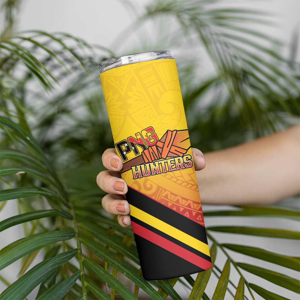 Papua New Guinea Rugby Custom Skinny Tumbler Go PNG Hunters Polynesian Pattern LT14 - Polynesian Pride