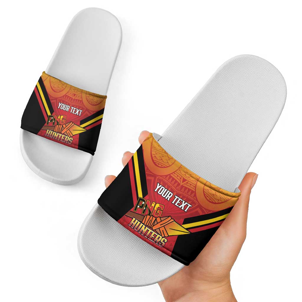 Papua New Guinea Rugby Custom Slide Sandals Go PNG Hunters Polynesian Pattern - Polynesian Pride