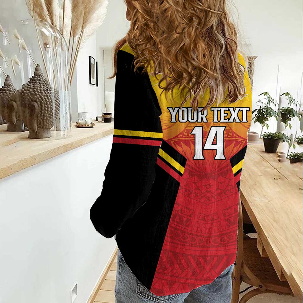 Papua New Guinea Rugby Custom Women Casual Shirt Go PNG Hunters Polynesian Pattern - Polynesian Pride