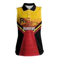 Papua New Guinea Rugby Custom Women Sleeveless Polo Shirt Go PNG Hunters Polynesian Pattern LT14 Female Red - Polynesian Pride