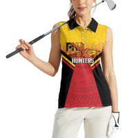 Papua New Guinea Rugby Custom Women Sleeveless Polo Shirt Go PNG Hunters Polynesian Pattern LT14 - Polynesian Pride