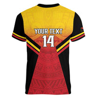 Papua New Guinea Rugby Custom Women V-Neck T-Shirt Go PNG Hunters Polynesian Pattern LT14 - Polynesian Pride