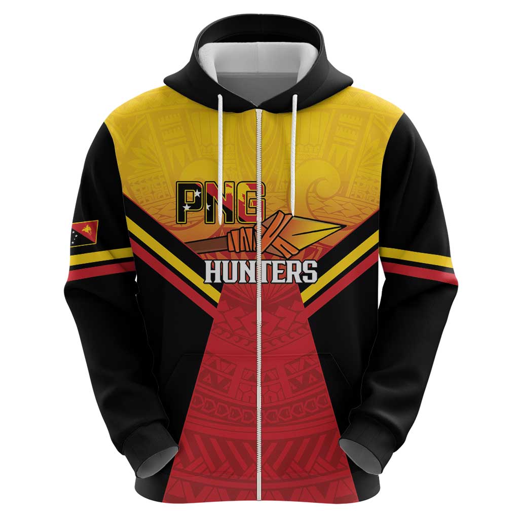 Papua New Guinea Rugby Custom Zip Hoodie Go PNG Hunters Polynesian Pattern - Polynesian Pride