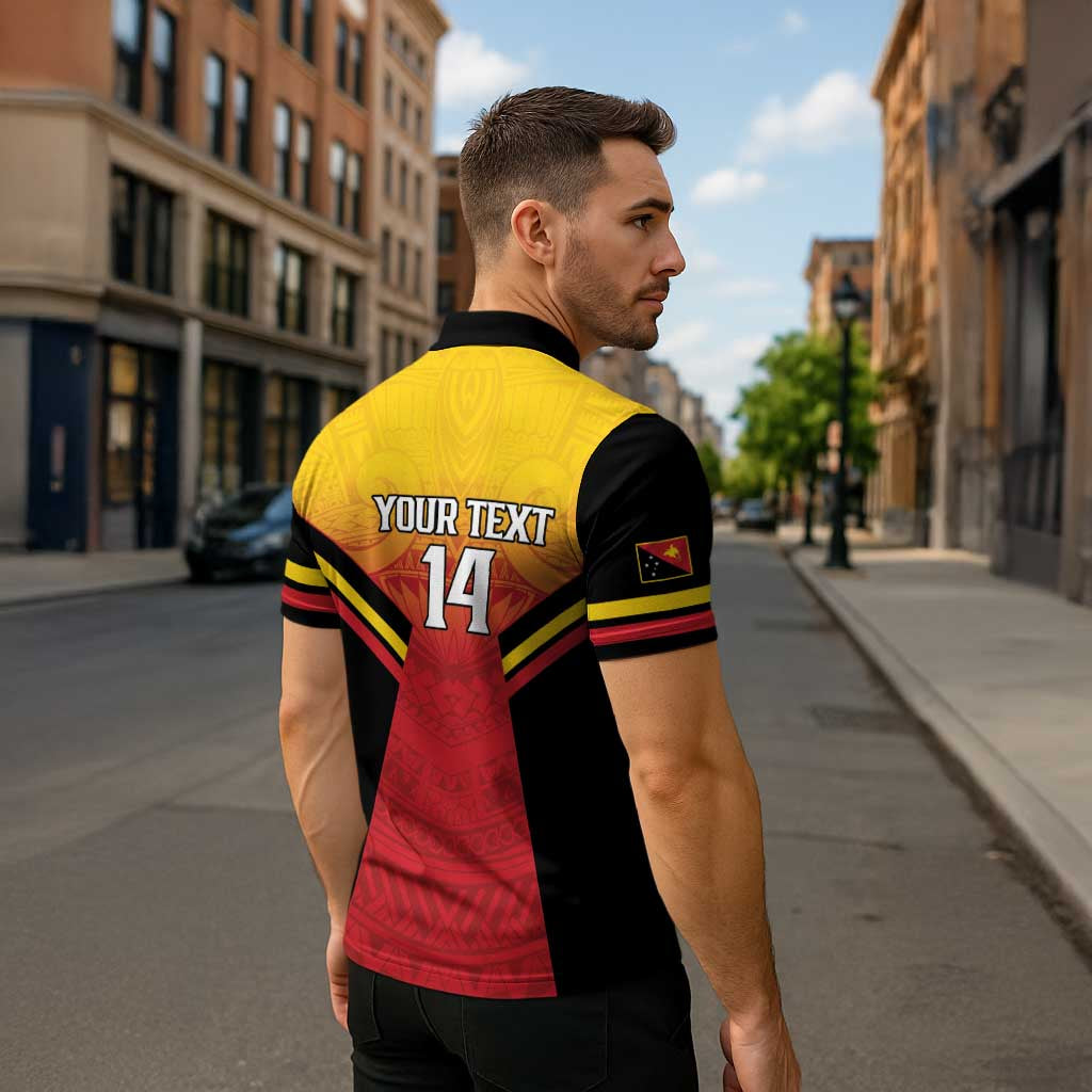 Papua New Guinea Rugby Custom Zipper Polo Shirt Go PNG Hunters Polynesian Pattern - Polynesian Pride