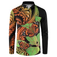 Kamehameha Butterfly Hawaii Button Sweatshirt Hawaiian Pulelehua Mamaki Orange Green Color LT14 Multicolor - Polynesian Pride