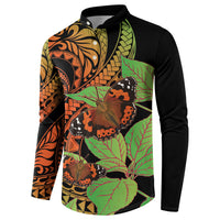 Kamehameha Butterfly Hawaii Button Sweatshirt Hawaiian Pulelehua Mamaki Orange Green Color LT14 - Polynesian Pride