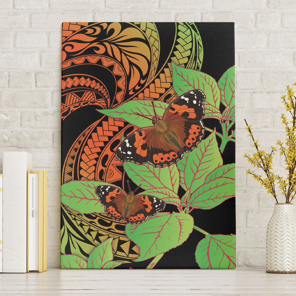 Kamehameha Butterfly Hawaii Canvas Wall Art Hawaiian Pulelehua Mamaki Orange Green Color LT14 Without Frame Multicolor - Polynesian Pride