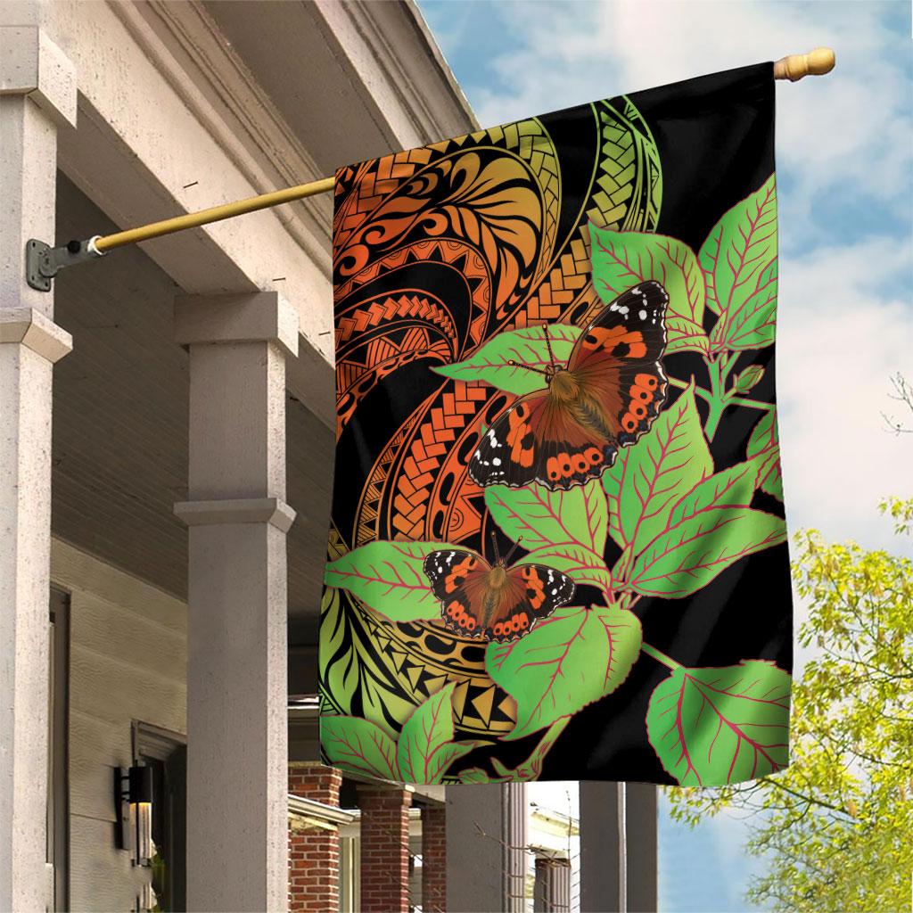 Kamehameha Butterfly Hawaii Garden Flag Hawaiian Pulelehua Mamaki Orange Green Color